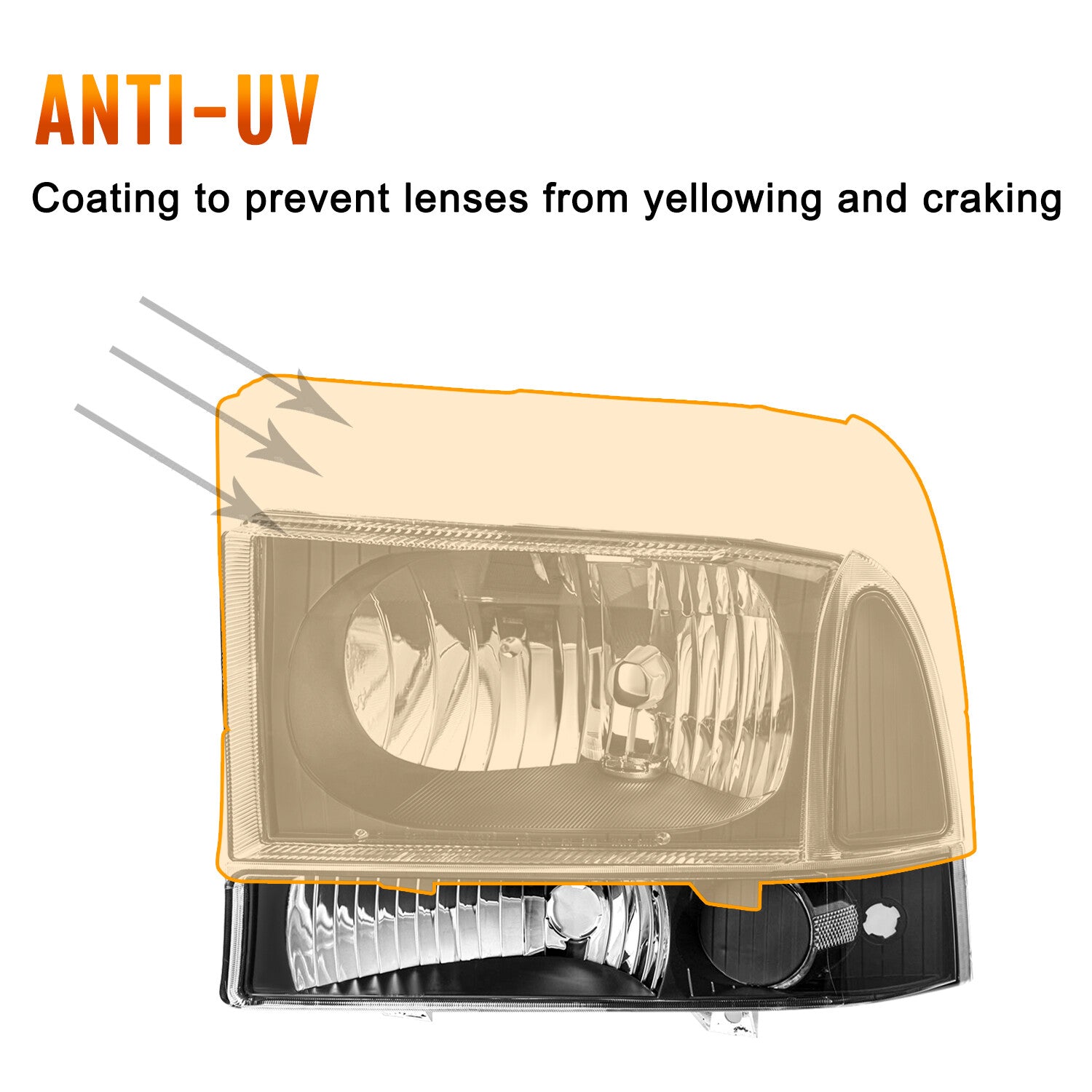 For 1999-2004 Ford Super Duty F250/350/450/550/ 00-04 Excursion Headlight 4Pcs