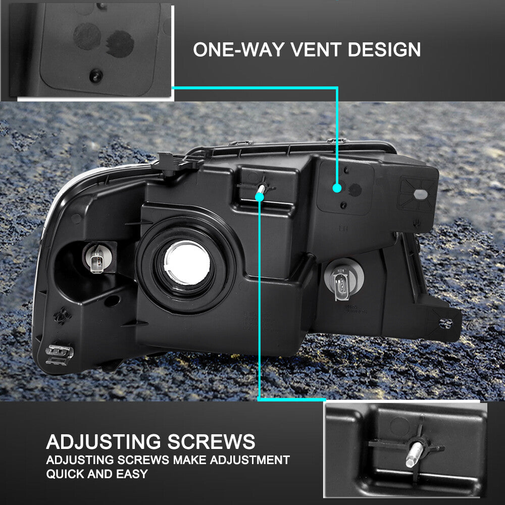 Headlights Assembly For 2004-2008 Ford F-150 F150 Chrome Housing Amber Side L+R