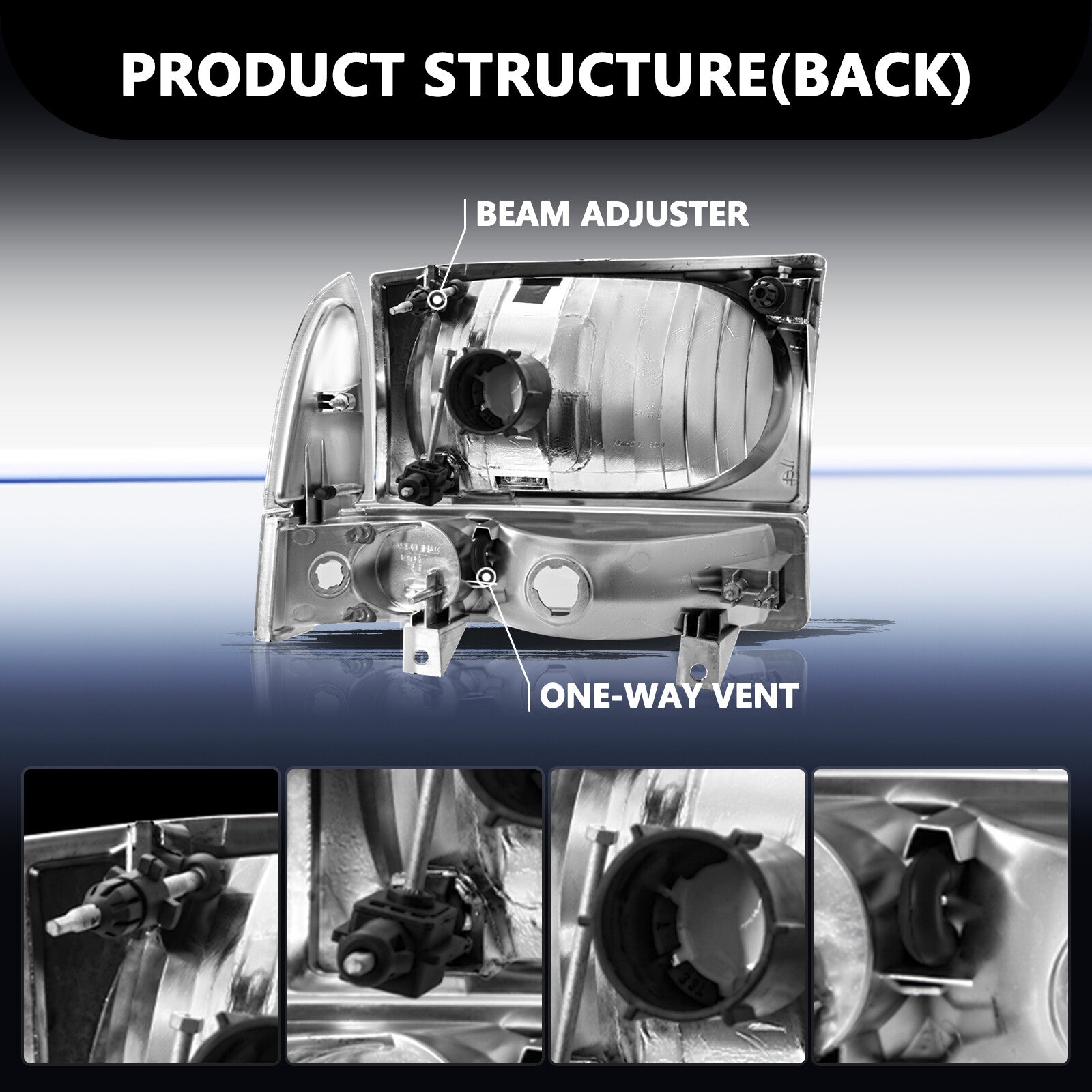 For 1999-2004 Ford Super Duty F250/350/450/550/ 2000-2004 Excursion Headlights