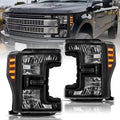 For 2017-2019 Ford F250 F350 SuperDuty Halogen Black Headlights lamps Left+Right