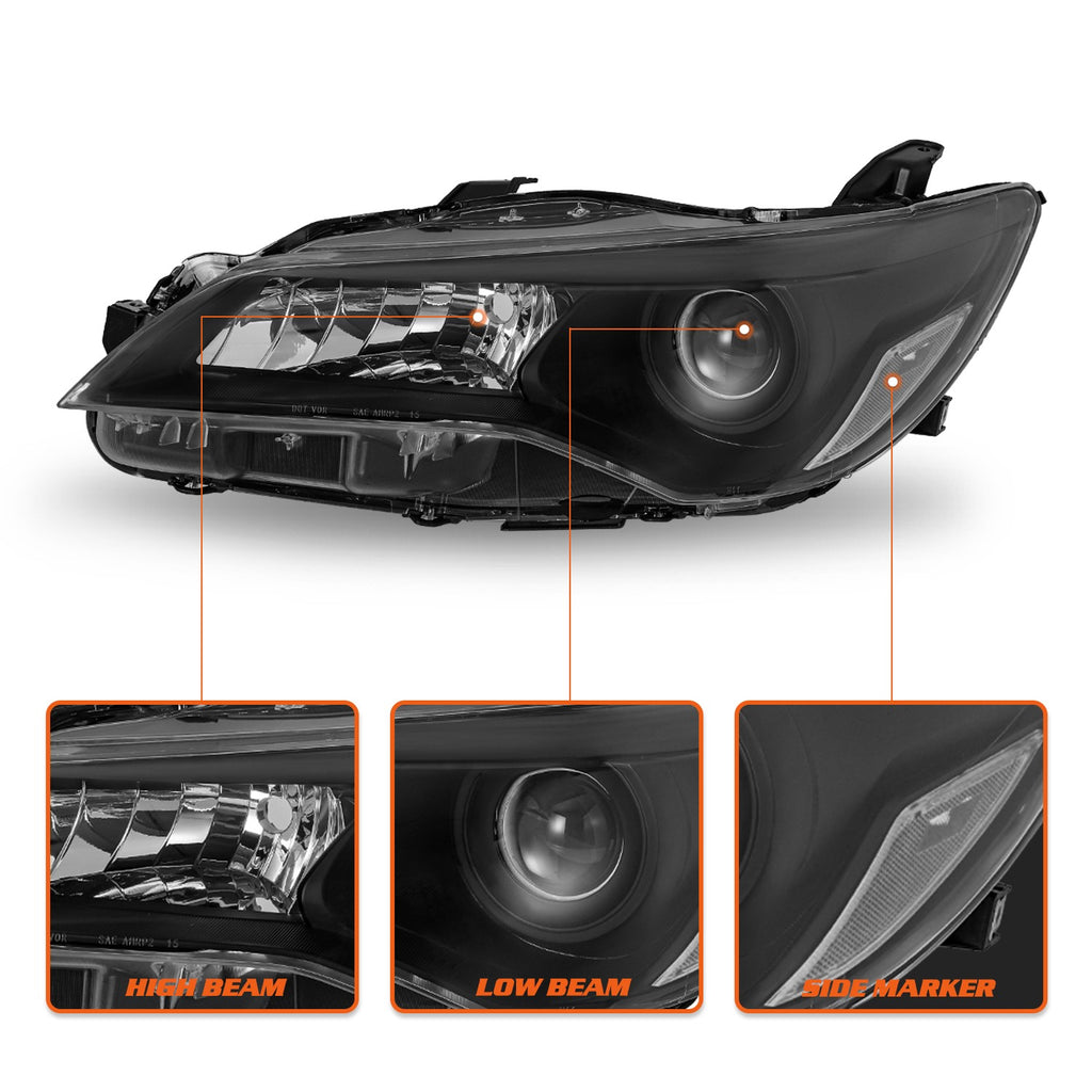 Headlights For 2015 2016 2017 Toyota Camry LE SE Black Left+Right Halogen Lamp