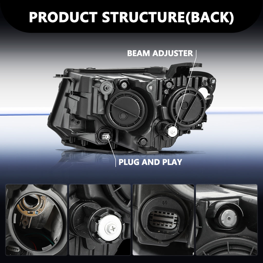 Fits 2017-2021 Jeep Compass Driver and Passenger Halogen Headlight L+R w/Bulbs