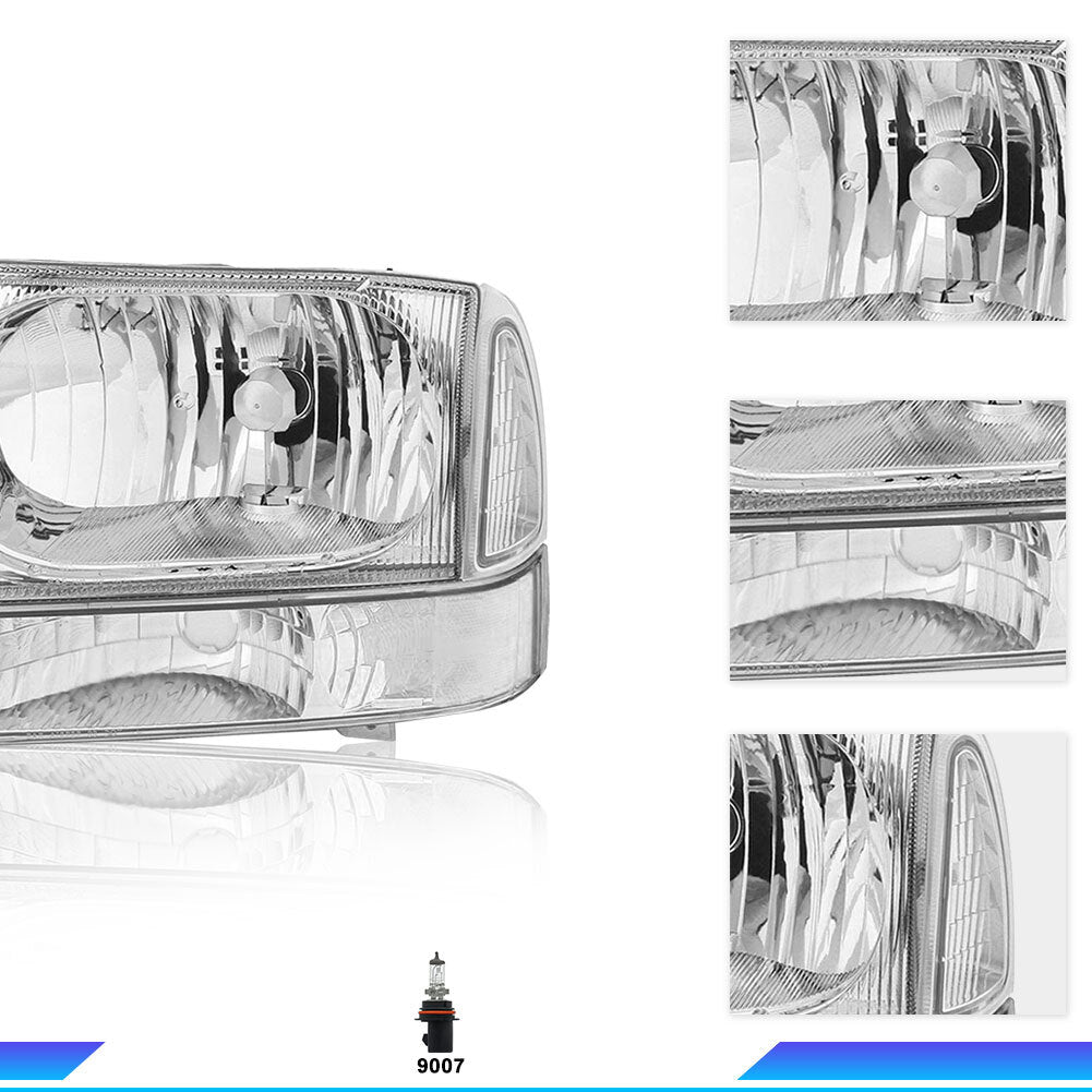 Fit 1999-2004 Ford Super Duty F250/350/450/550/ 00-04 Excursion Headlights 4PCS