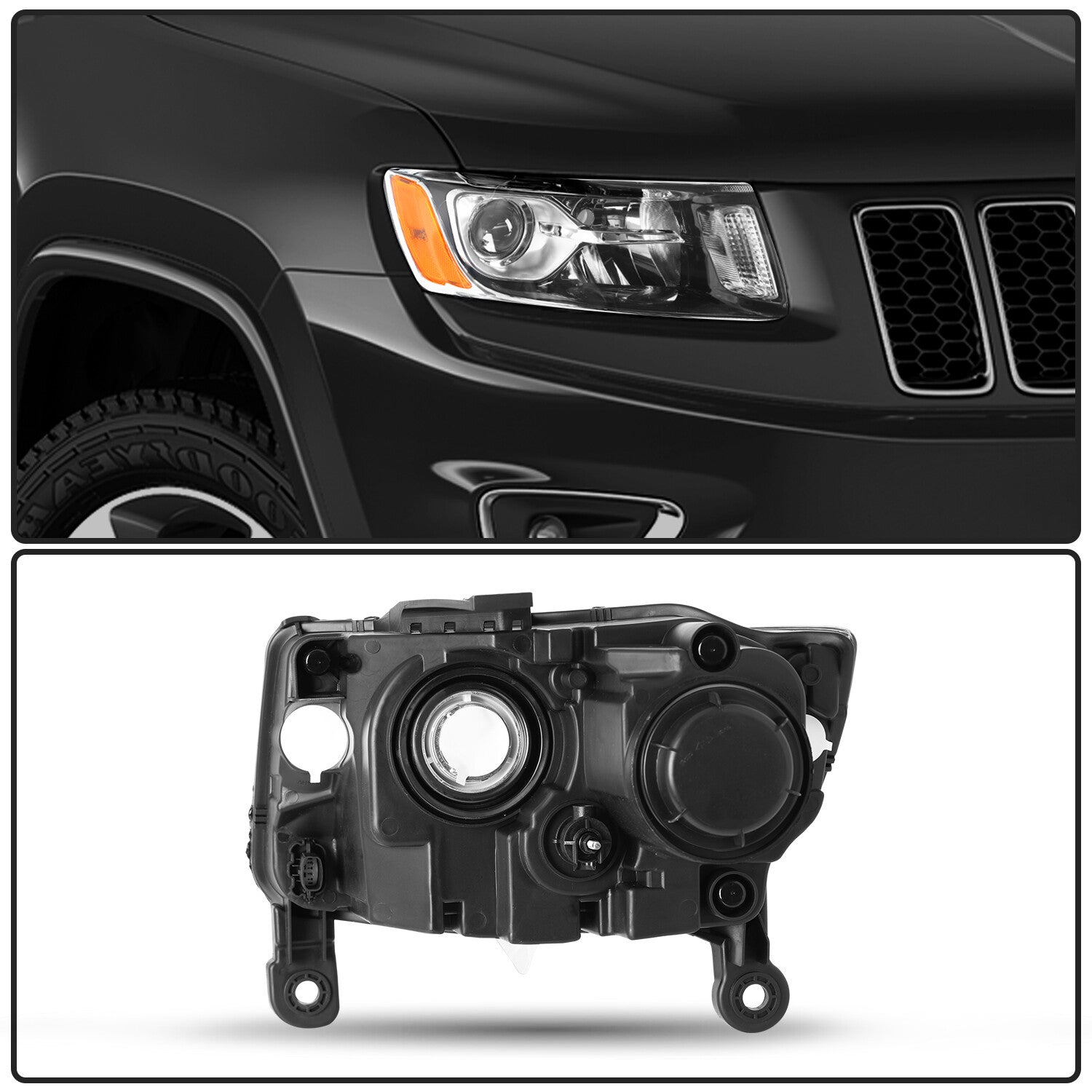 Pair L+R Clear Projector Headlight Headlamps for 2014-2016 Jeep Grand Cherokee