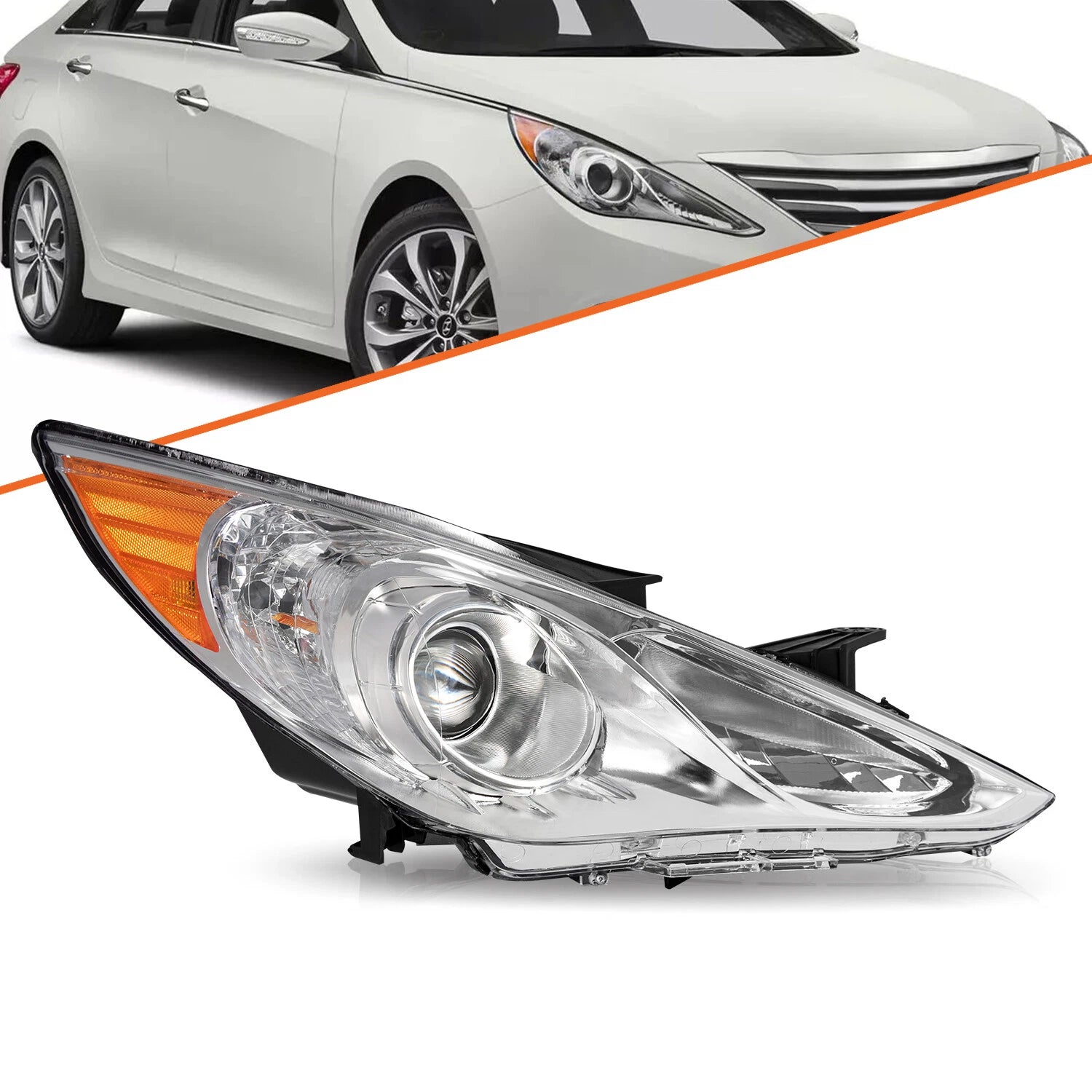 Chrome Housing For 2011 2012 2013 2014 Hyundai Sonata New Projector Headlight