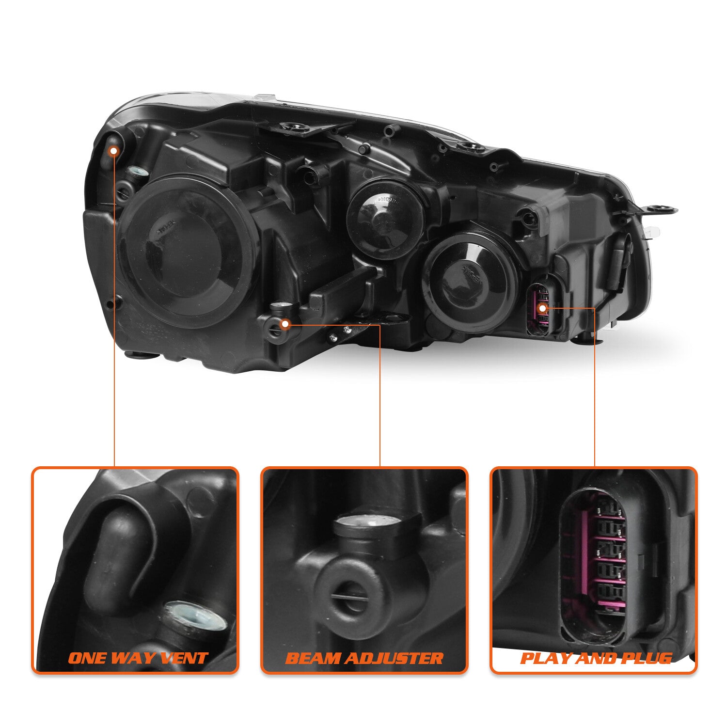 For 2010-2014 Volkswagen GTI Golf Jetta Sportwagen(MK6) Headlights Assembly Pair