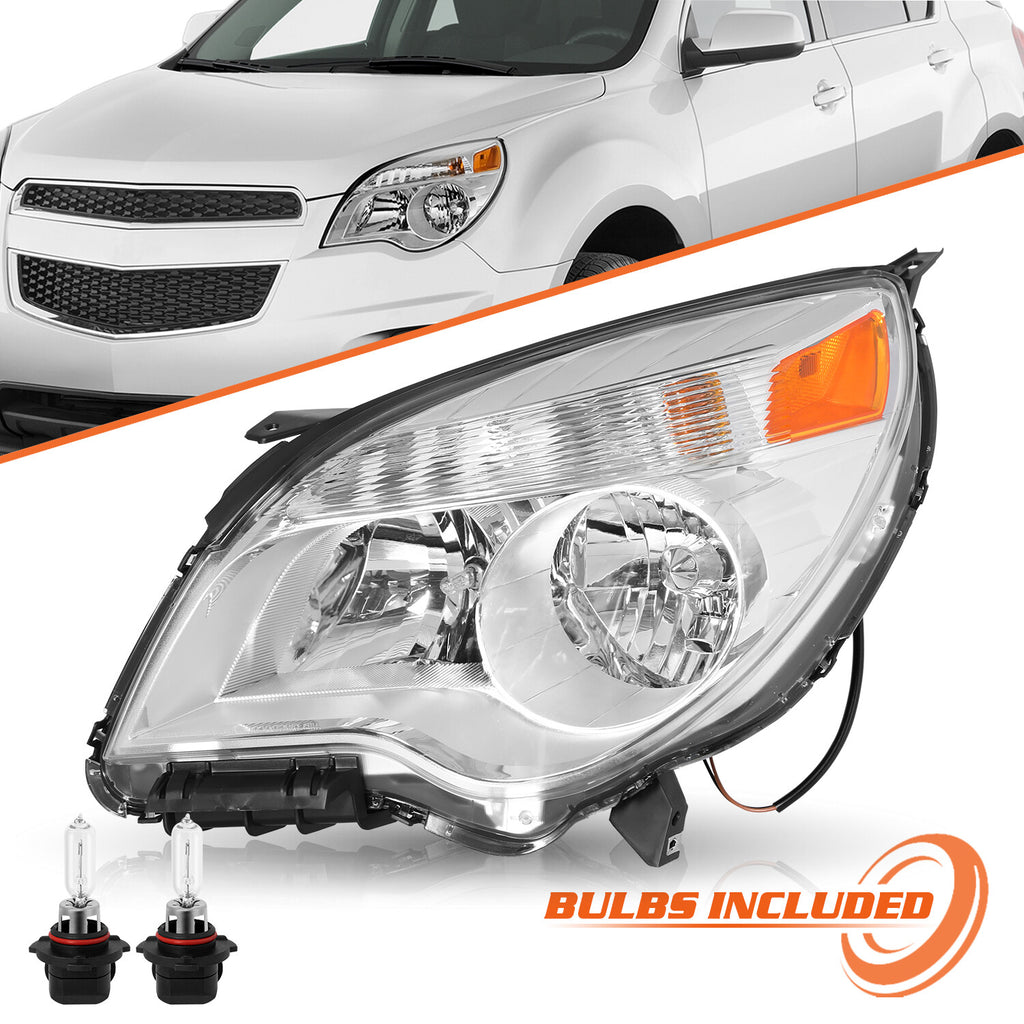 For 2010-2015 Chevy Equinox LS / LT Halogen Lamp Chrome Headlights w/ Bulbs