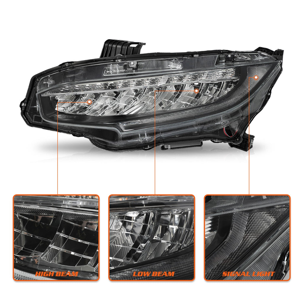 For 16-21 Honda Civic Full LED w/o AFS Model Passenger Right Side Headlight RH