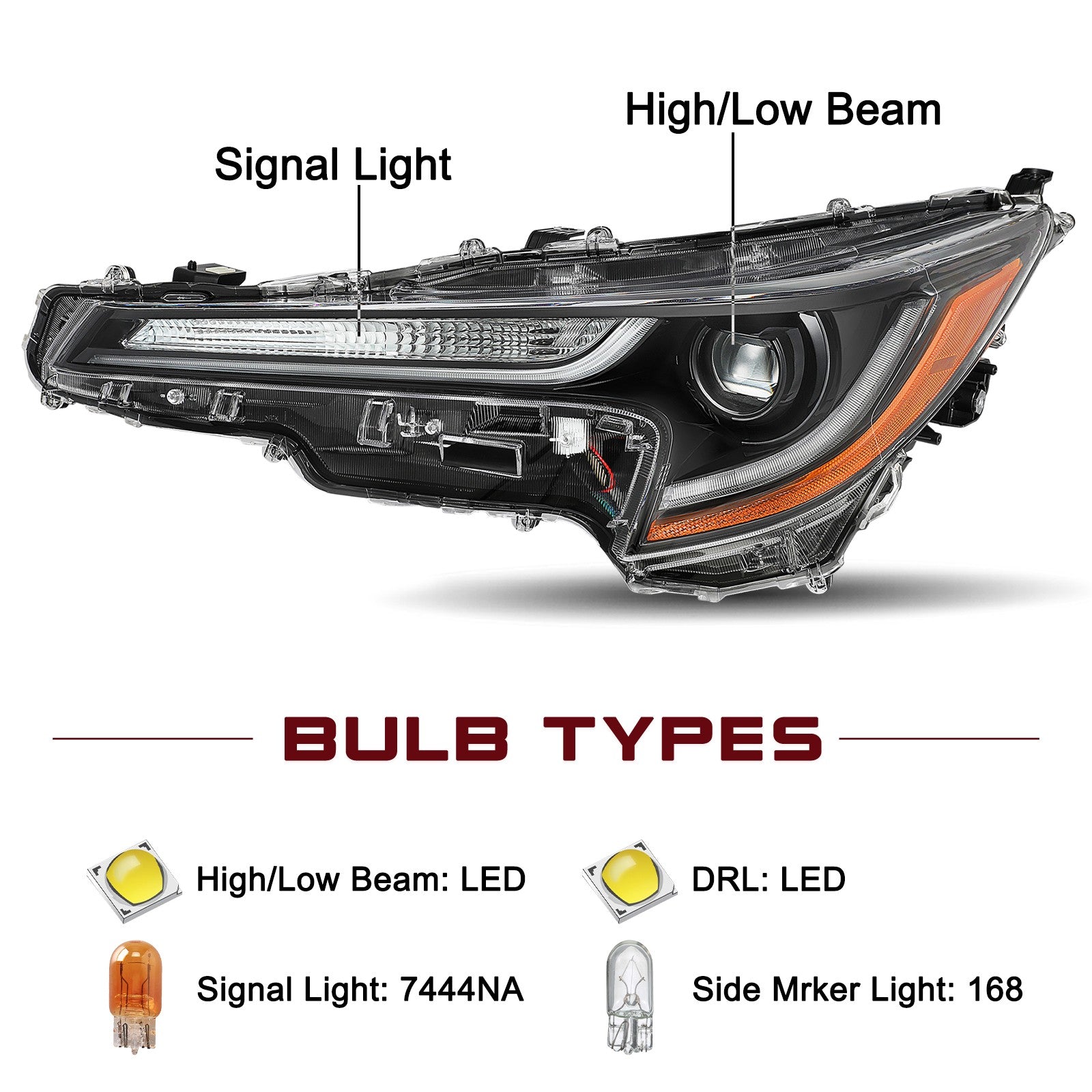 For 2023 2024 Toyota Corolla L | LE LED Projector Left Driver Headlight LH