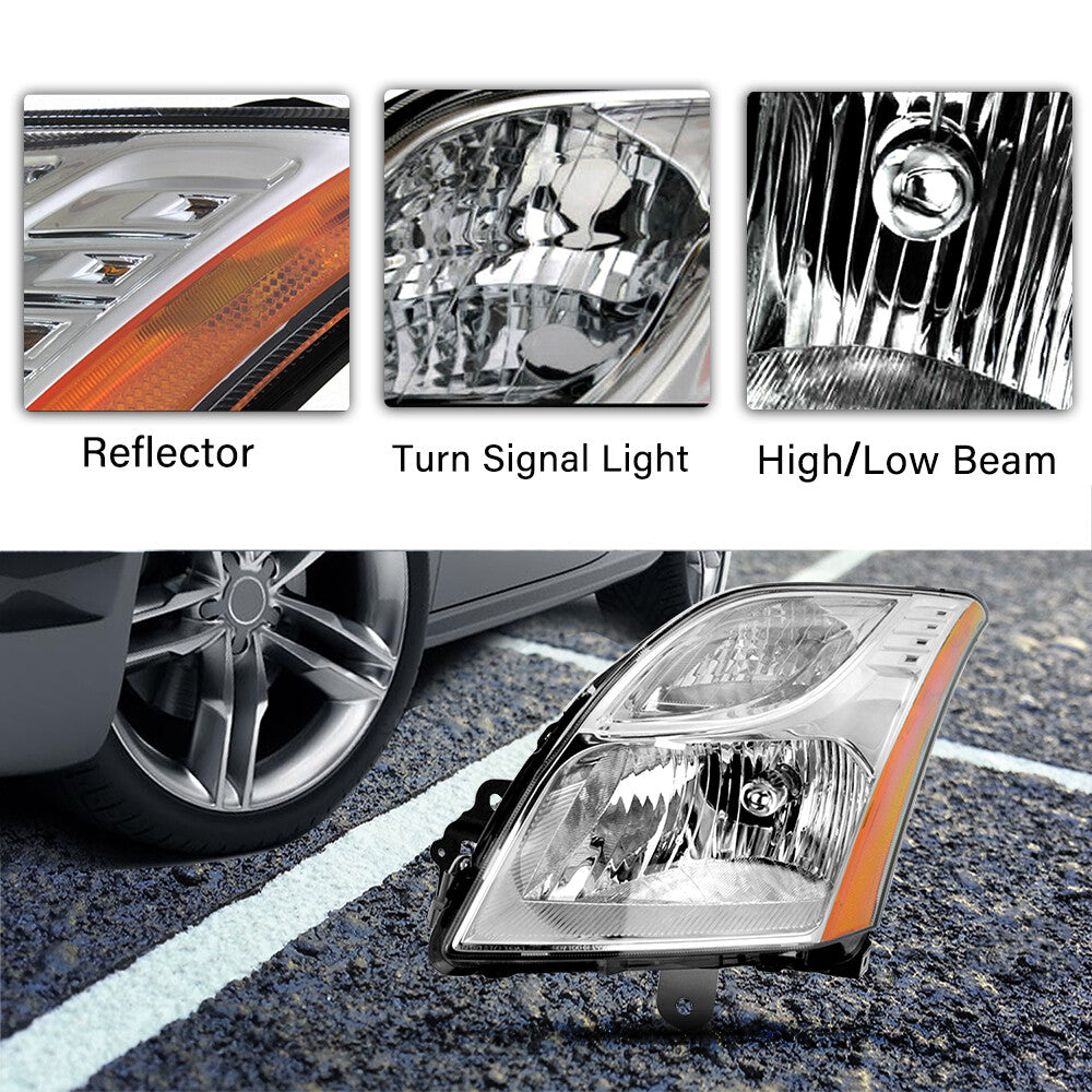 For 2010 2011 2012 Nissan Sentra Sedan Chrome Headlights Amber Corner Lamps Pair