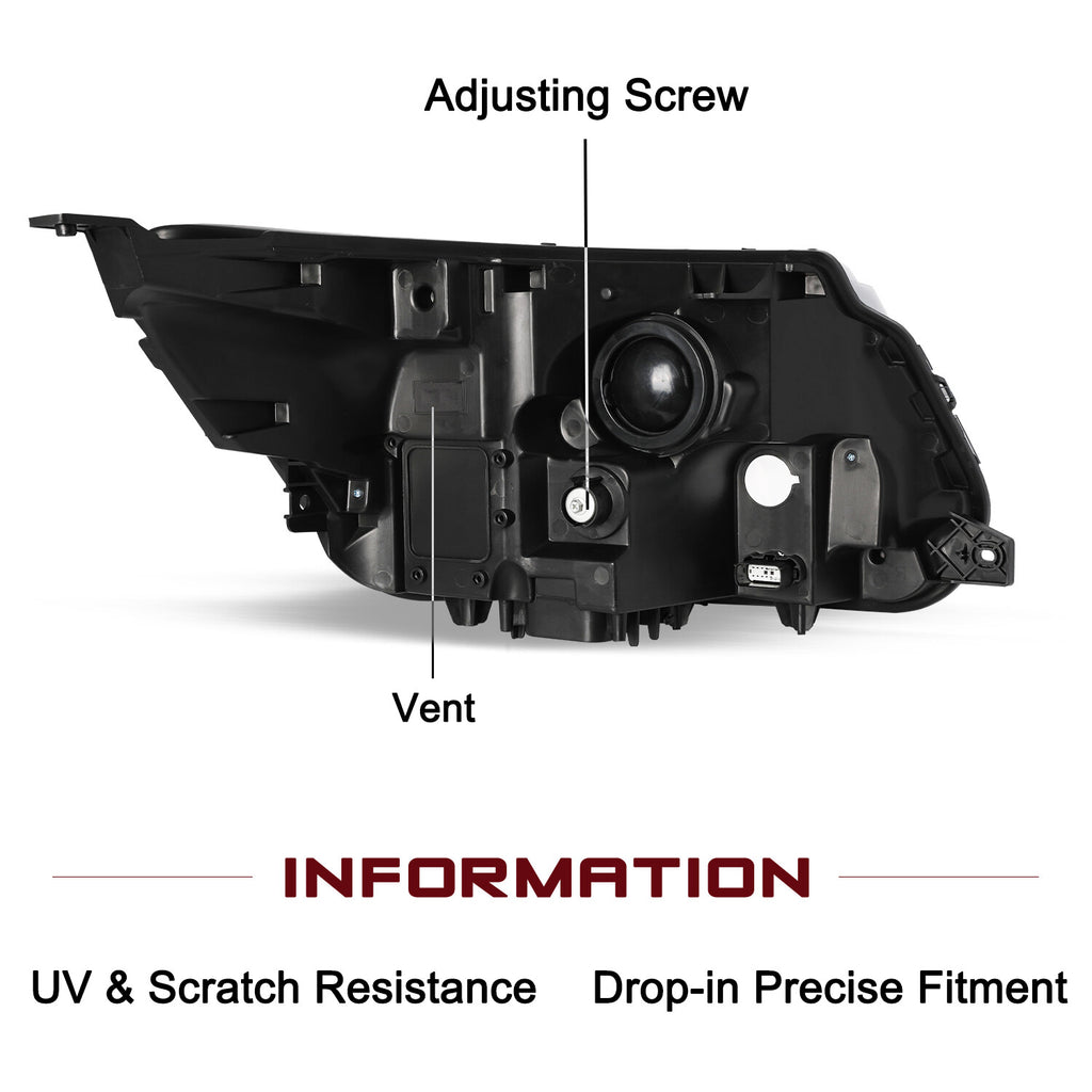 Chrome Passenger Headlight For 2016-2019 Ford Explorer Limited/XLT/Plati LED DRL