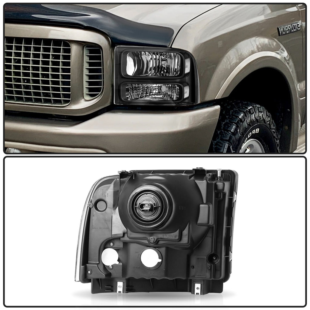 Fit 1999-2004 Ford F250 Ford Super Duty Excursion Conversion Headlights w/ Bulbs