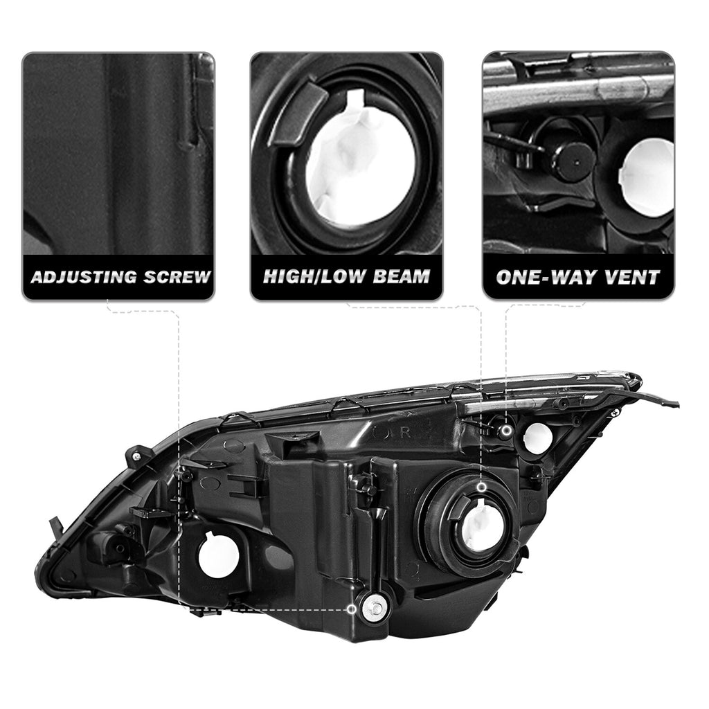 For 2007-2011 Honda CRV CR-V 4Dr Sedan Chrome Headlights Clear Corner Pair L+R