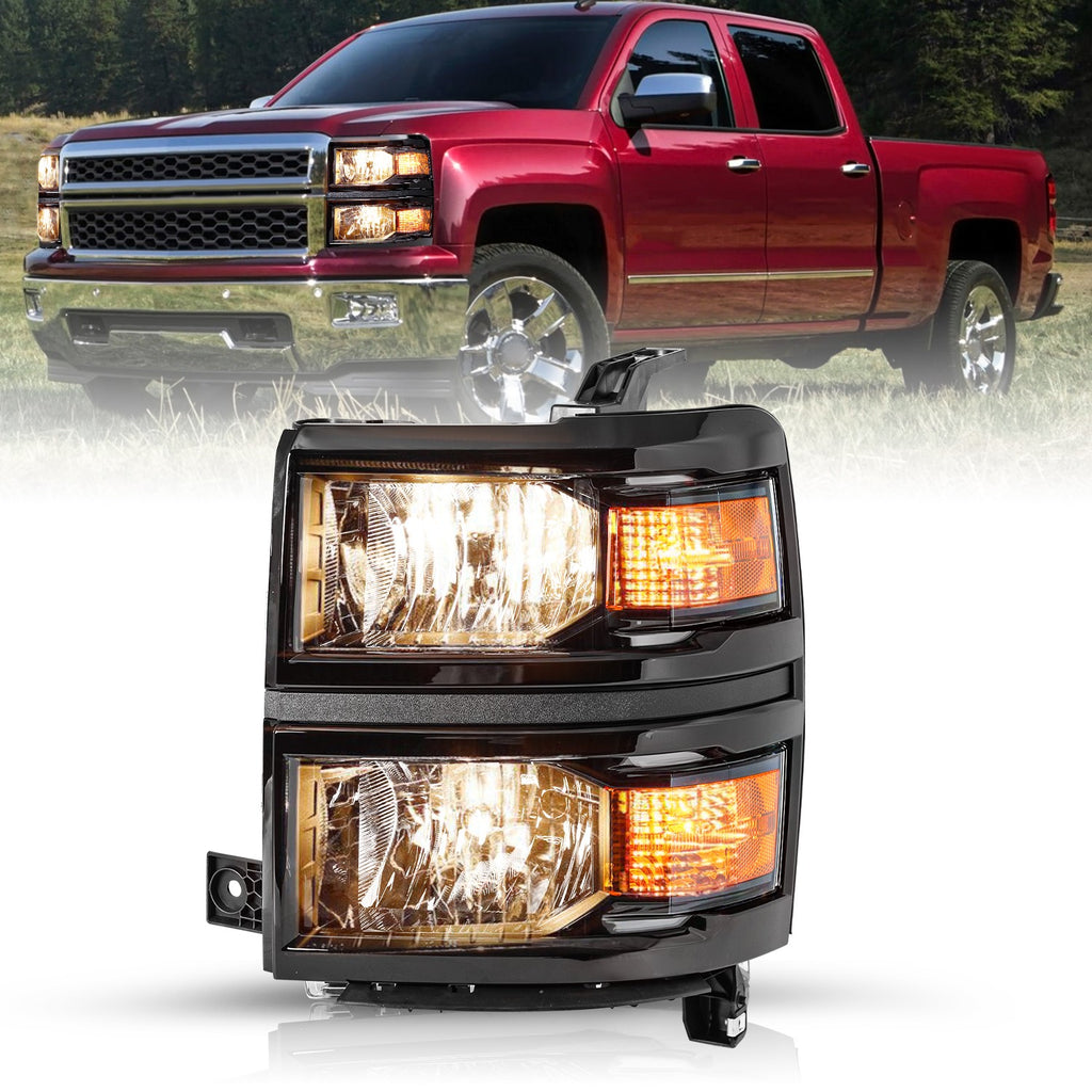 For 2014-2015 Chevy Silverado 1500 Black Headlight Headlamp Driver Left Side