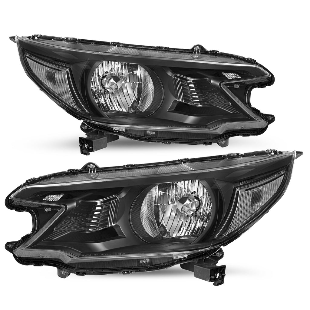 For 2012 2013 2014 Honda CR-V Black Headlights Assembly Clear Corner Headlamps