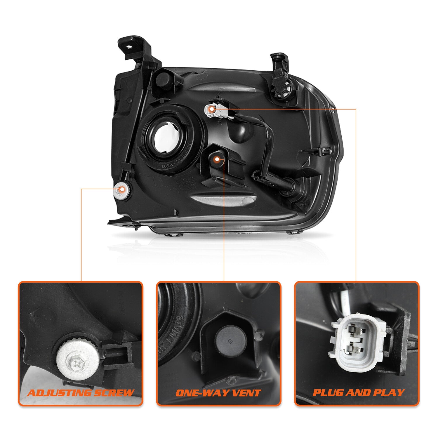 Headlights For 2005-2006 Toyota Tundra Double Cab 05-07 Sequoia Headlamps Black