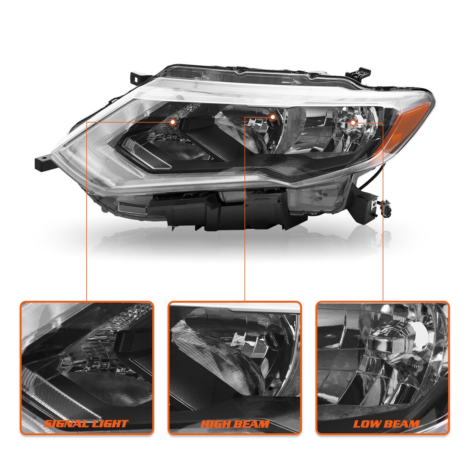 LH For 2017 2018 2019 Nissan Rogue w/LED DRL Left Driver Headlight Headlamp