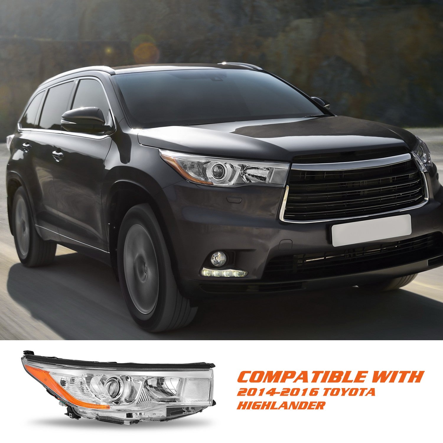 For 2014 2015 2016 Toyota Highlander Right Passenger RH Lamp Assembly Headlight