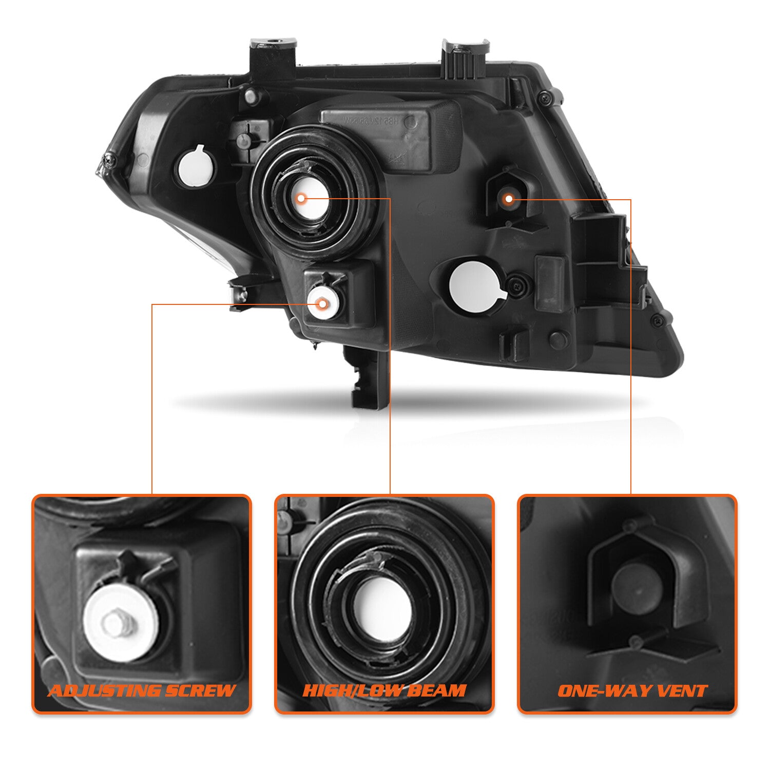 For 2009-2021 Nissan Frontier Truck Black Headlights Headlamps Left & Right Pair