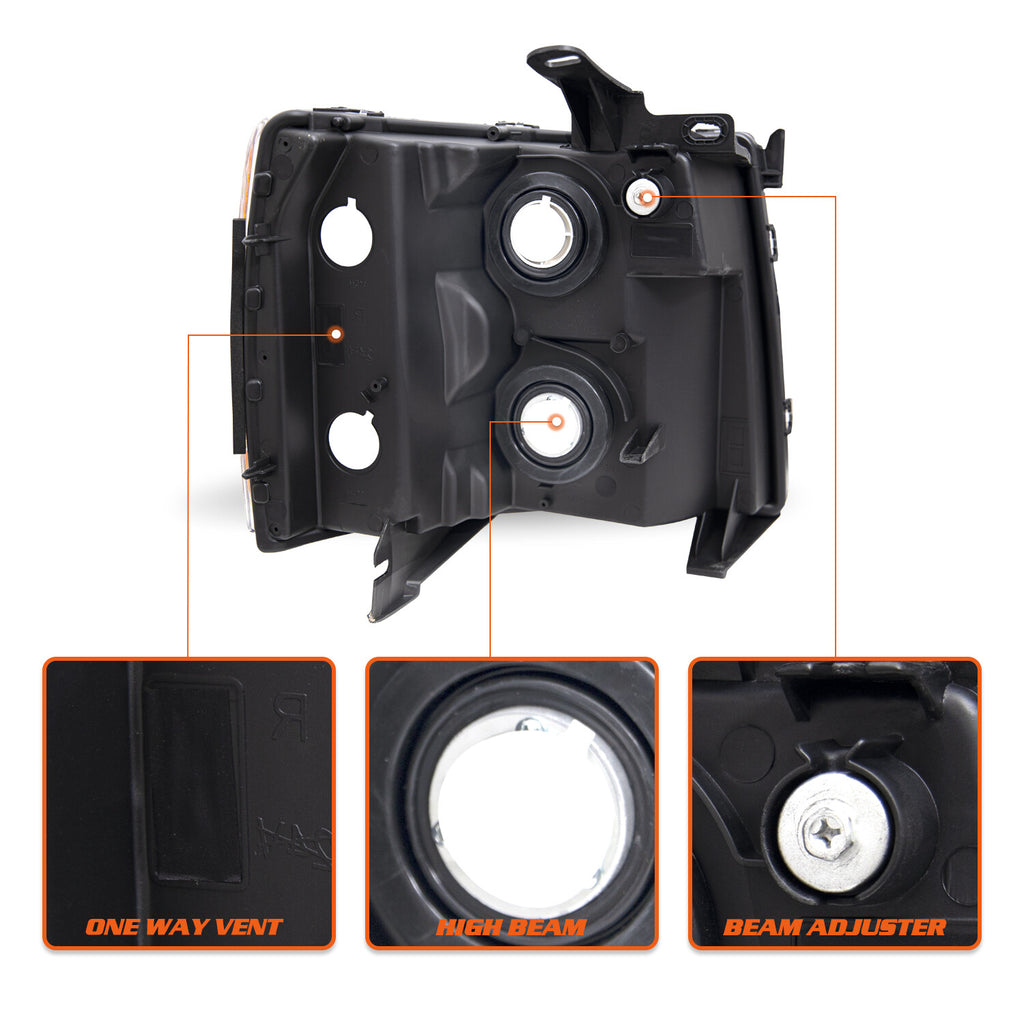 Chrome Headlights Assembly For 2007-2014 Chevy Silverado 1500 2500HD Left Driver