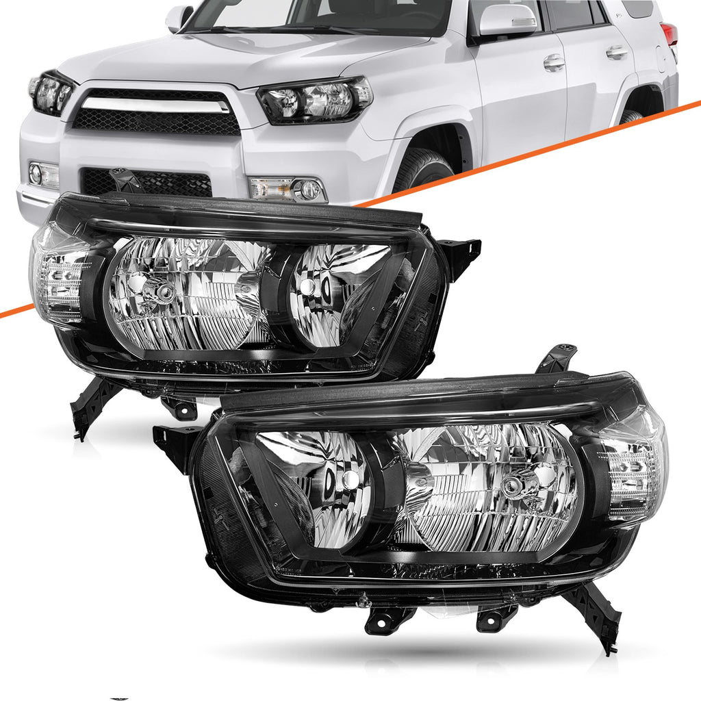 For 2010-2013 Toyota 4Runner Black Clear Corner Headlights Assembly Set