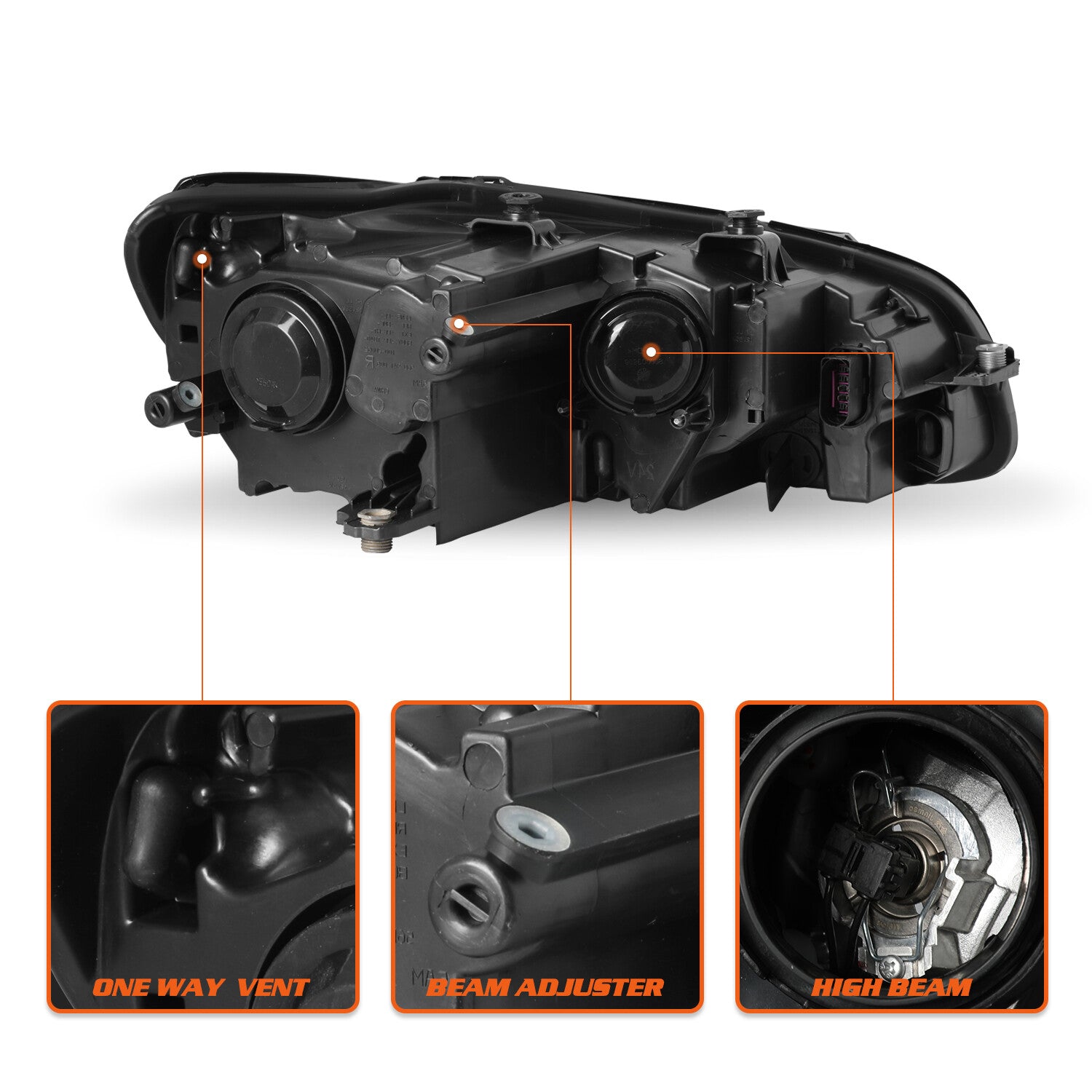 Headlight Driver Left Side For 2012-2015 Volkswagen Passat Halogen Black Housing