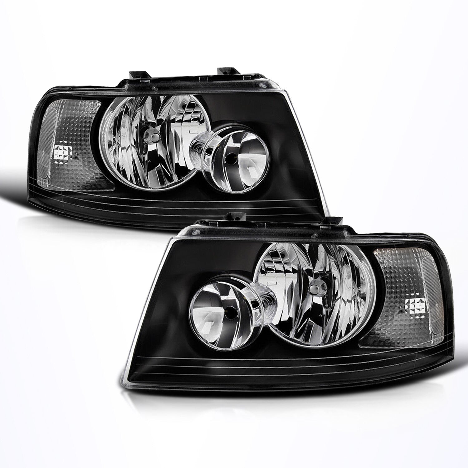 Pair Black Clear Housing Headlight Fit For 2003-2006 Ford Expedition W/Bulbs