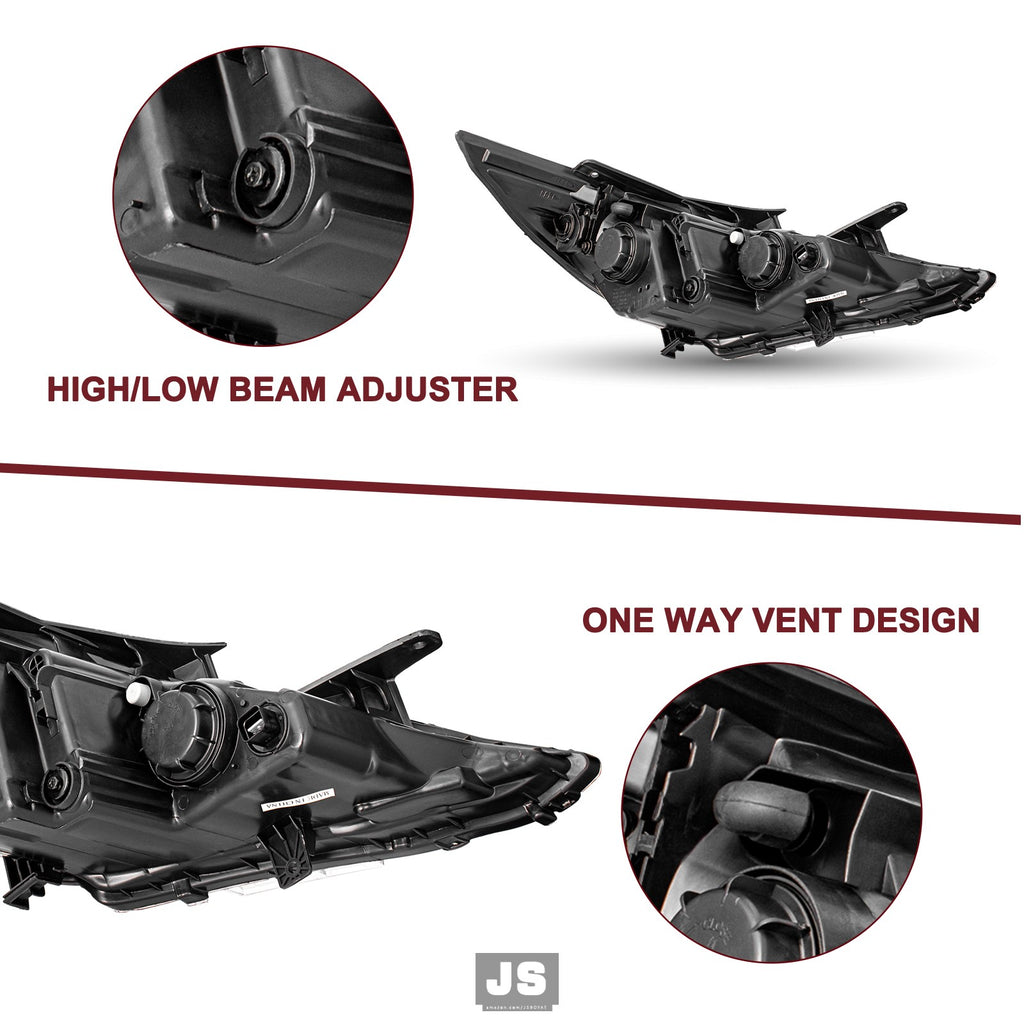 For 2011-2014 Hyundai Sonata Pair HeadLamps Chrome Clear Projector Headlights