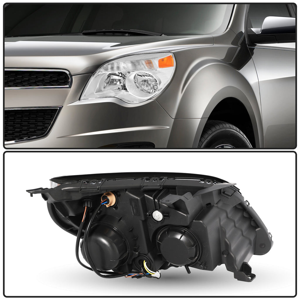 For 2010-2015 Chevy Equinox LS / LT Halogen Lamp Chrome Headlights w/ Bulbs
