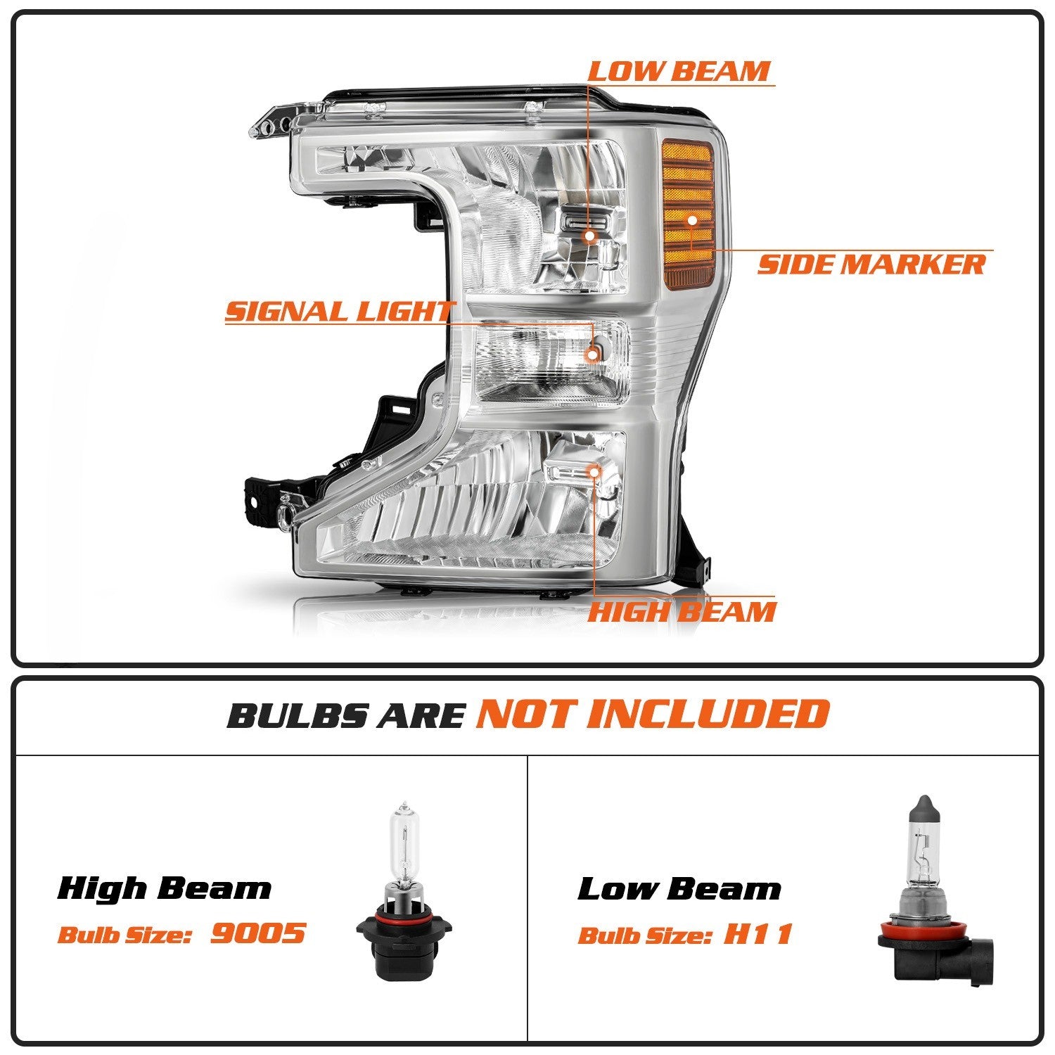 For 2020-2022 Ford F250 F350 SuperDuty Halogen Type Headlight Left Driver Side