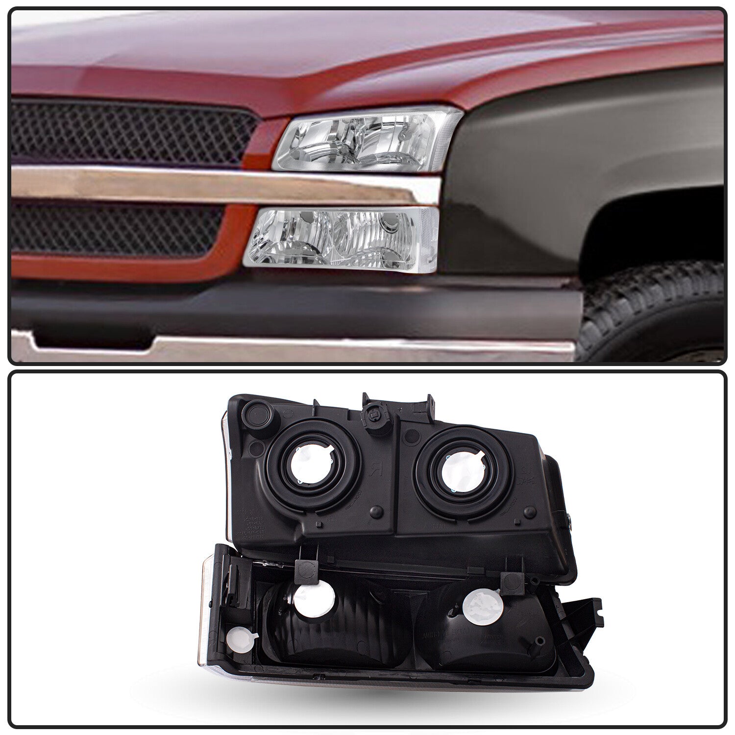 4pcs Headlights & Bumper Lamps For 2003-2006 Chevy Silverado 2002-2006 Avalanche