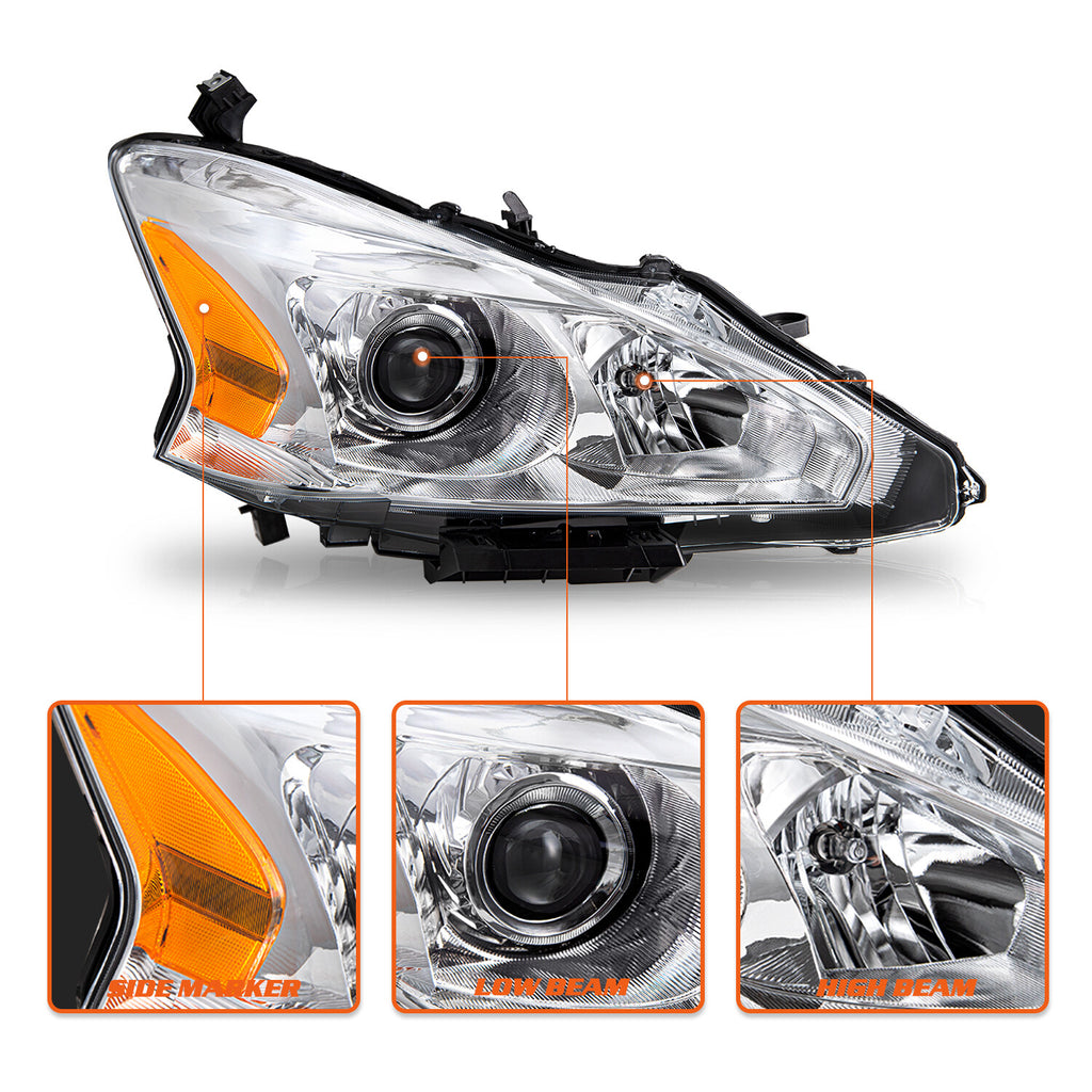 For 2013 2014 2015 Nissan Altima 4DR Halogen Projector Right Passenger Headlight