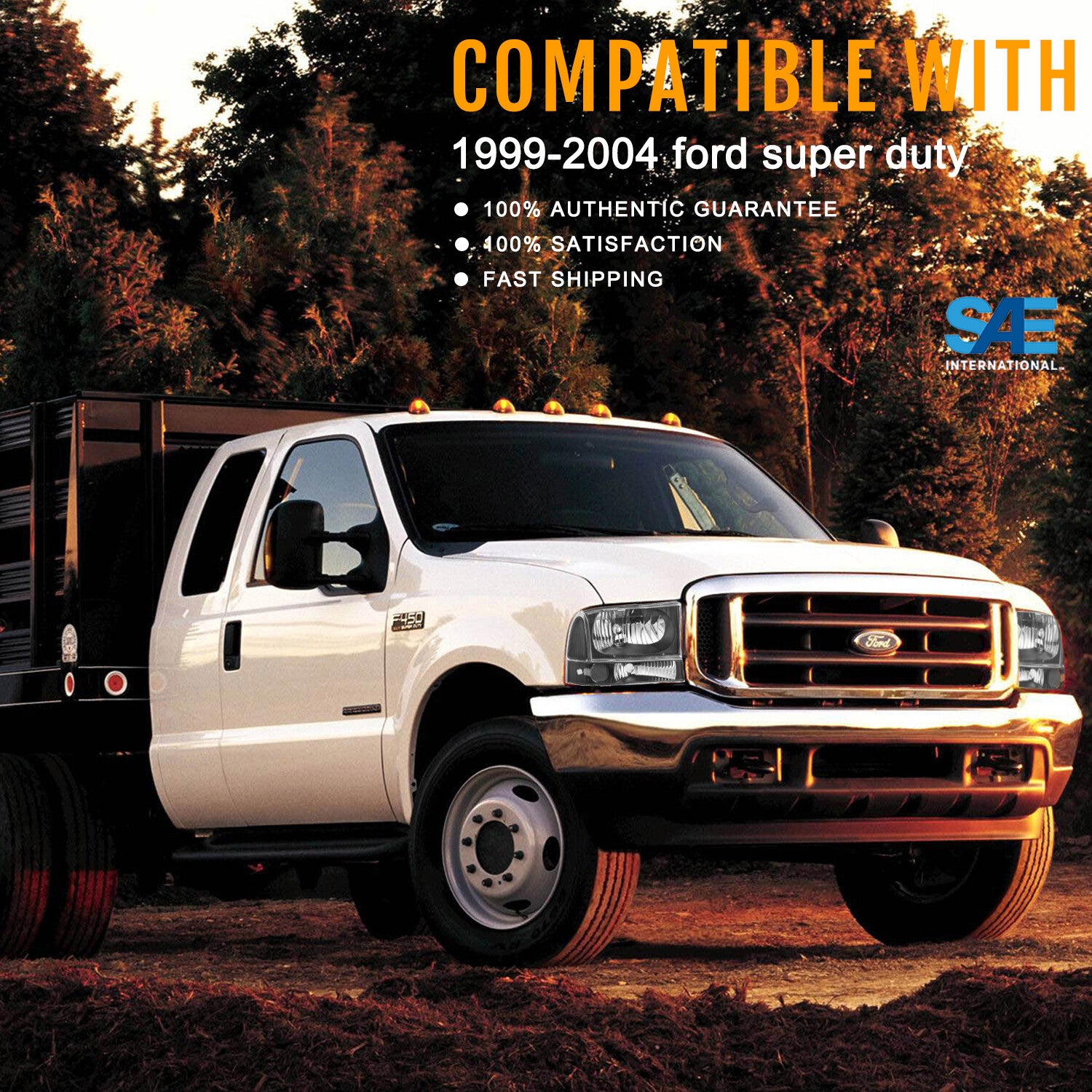 For 1999-2004 Ford Super Duty F250/350/450/550/ 00-04 Excursion Headlight 4Pcs