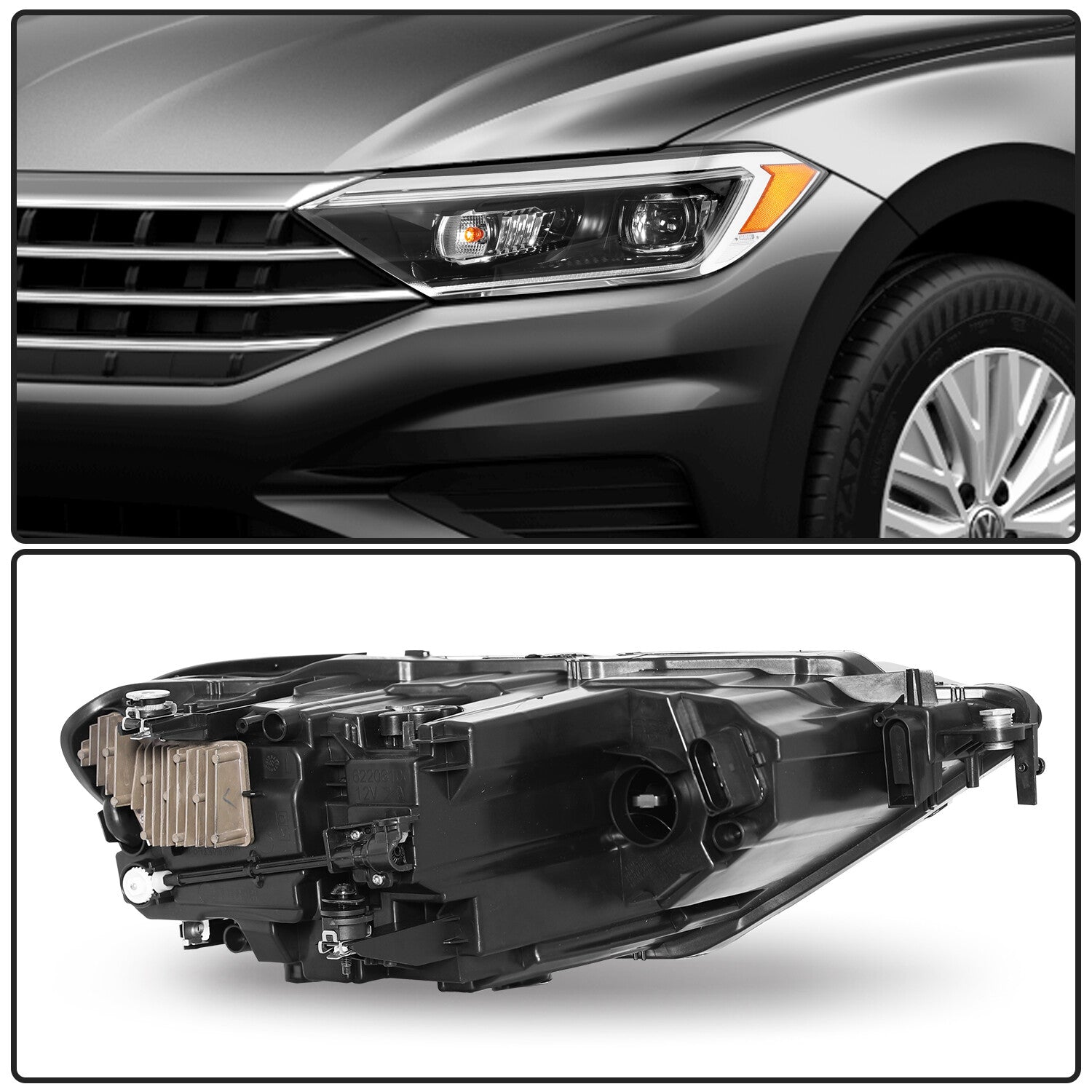 For 2019-2022 Volkswagen Jetta OE Style Projector LED DRL Headlights Lamps LH+RH