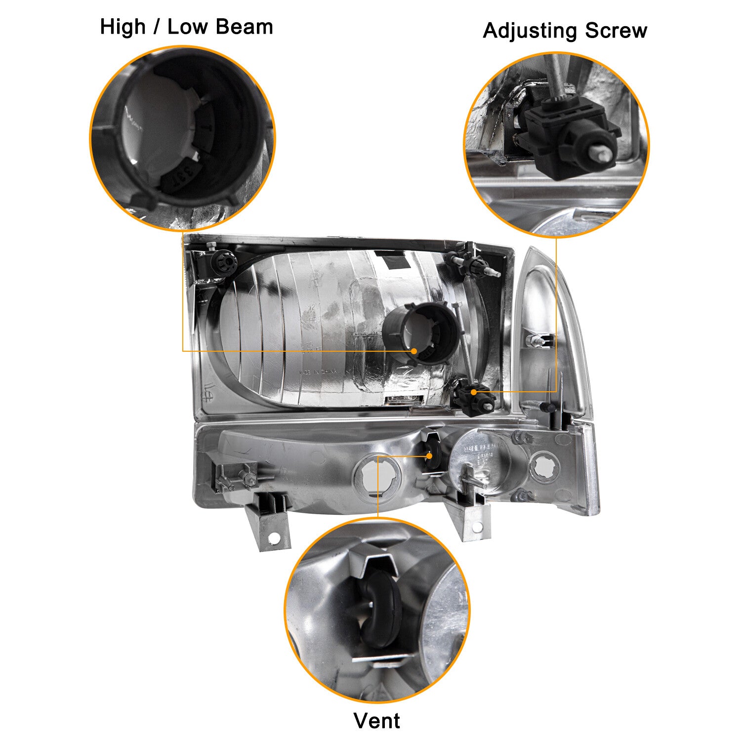 For 1999-2004 Ford Super Duty F250/350/450/550/ 00-04 Excursion Headlight 4Pcs