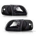 For 1997-2003 Ford F150 97-02 Expedition Black Headlights Headlamps Assembly Set