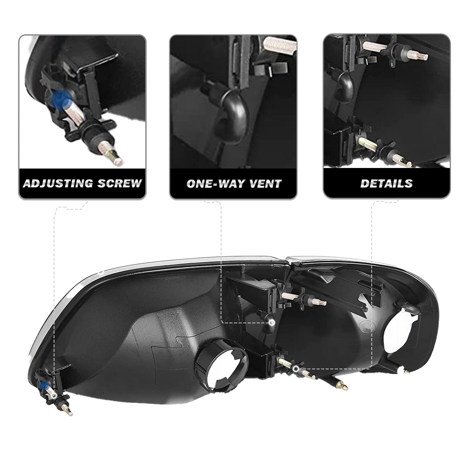 For 97-02 Expedition Ford 97-03 F150 Smoke Housing Amber Corner 4Pcs Headlights