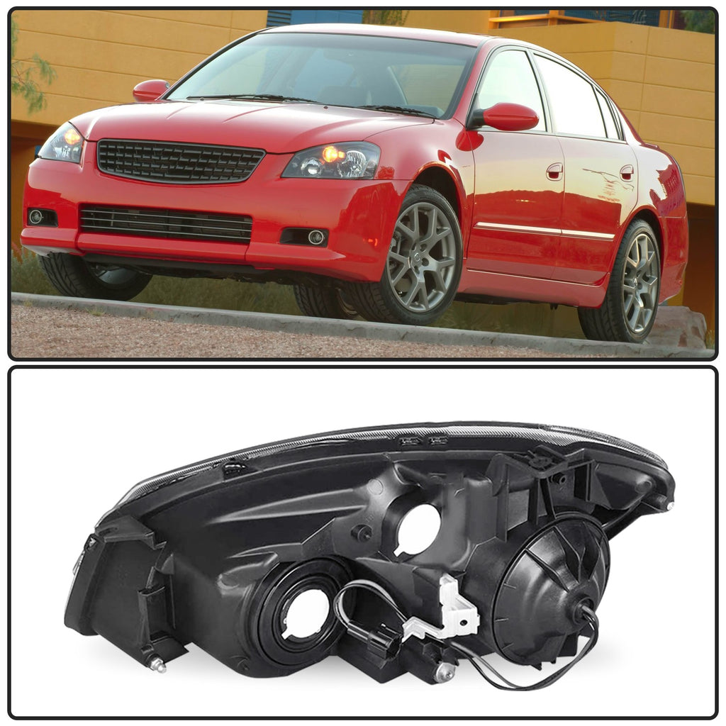 For 2005-2006 Nissan Altima 4Dr Black Housing Clear Corner Headlights Lamps L+R