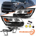 2 sets Headlights and Fog lights Assembly w/ LED DRL For 2016-2019 Ford Explorer
