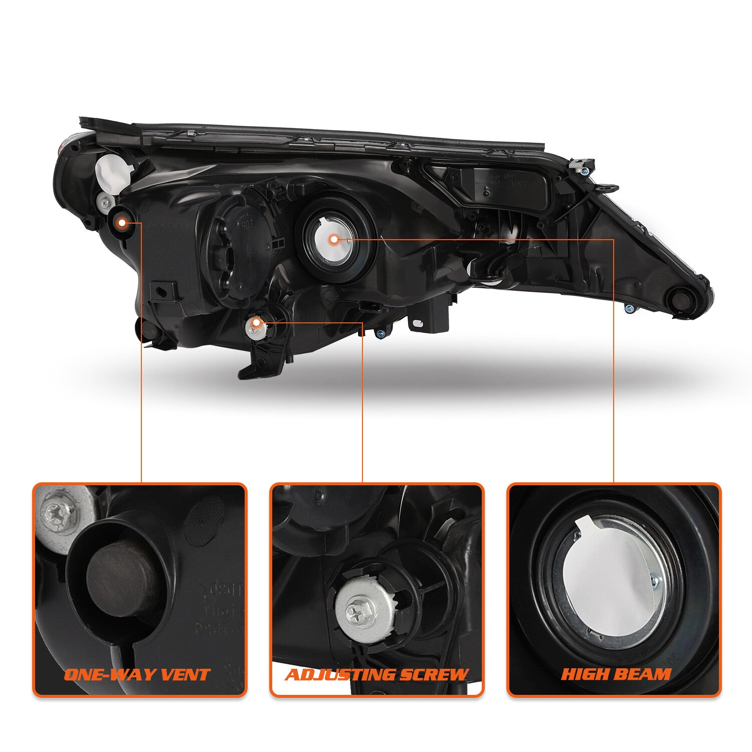 For 2013 2014 2015 Toyota RAV4 RAV-4 Black Headlight Assembly Pair Set