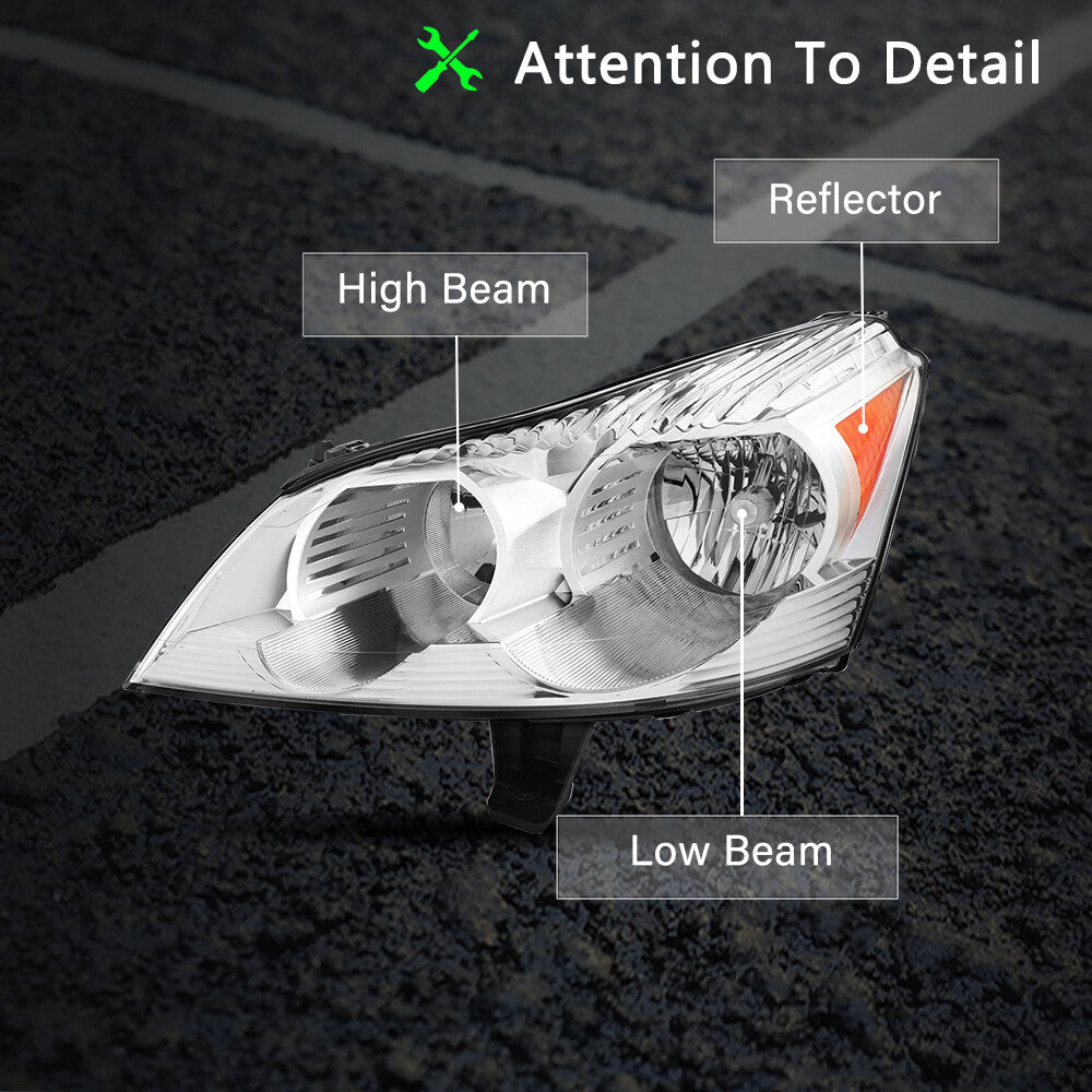 for 2009-2012 Chevy Traverse LS LT Chrome Headlights Headlamps L+R w/ Bulb 09-12