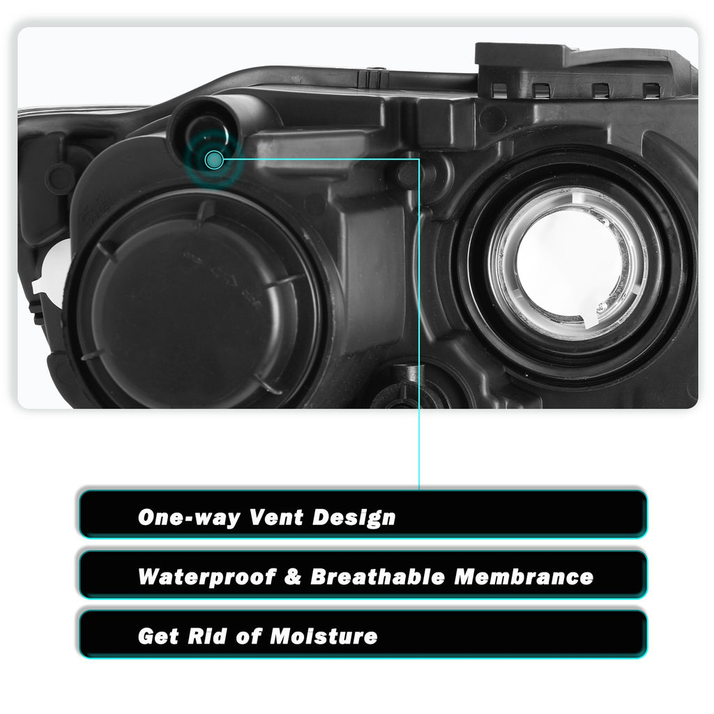 Black Headlamps For 2014-2016 JEEP Grand Cherokee Headlights Left+Right Pair