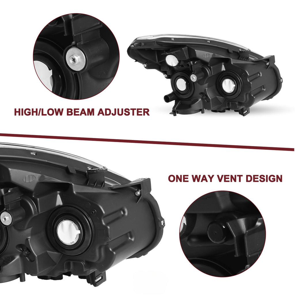 Headlights Assembly For 2008-2013 Nissan Rogue Chrome Amber Headlamps Left+Right