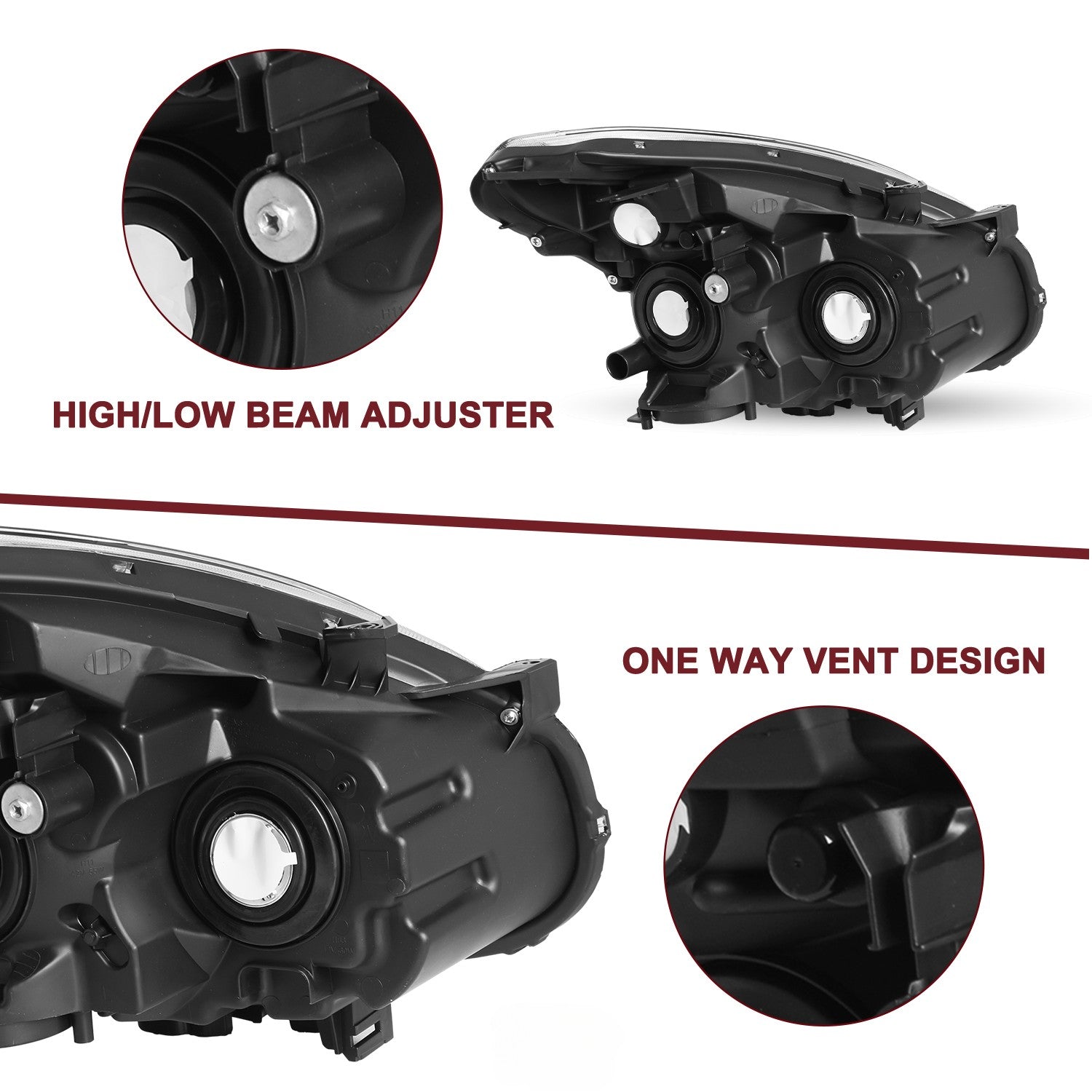 Headlights Assembly For 2008-2013 Nissan Rogue Chrome Amber Headlamps Left+Right