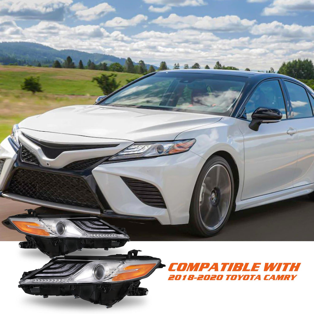 For 2018 2019 2020 Toyota Camry XLE XSE LED Headlights Assembly Driver Passenger