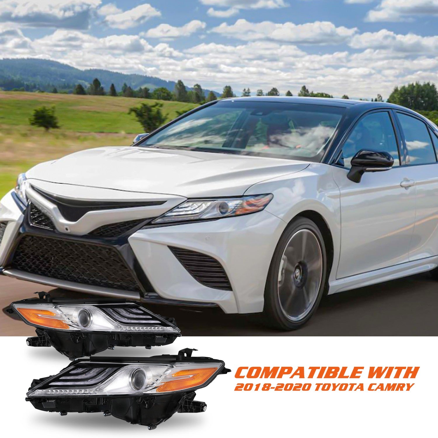 For 2018 2019 2020 Toyota Camry XLE XSE LED Headlights Assembly Driver Passenger