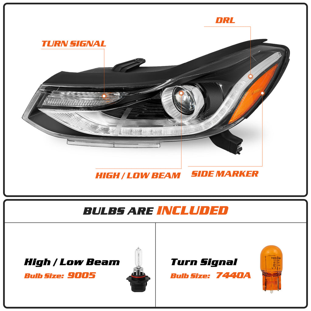 Projector Headlight For 2017-2022 Chevy Trax Headlamp w/ LED DRL Left Side