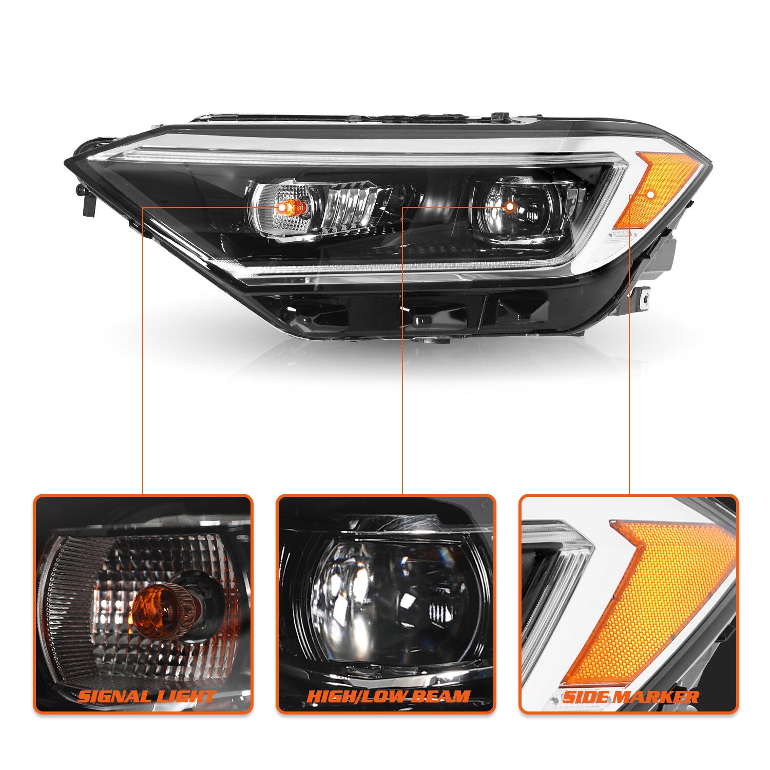 For 2019-2022 Volkswagen Jetta LED DRL Projector Headlight Left Driver Side Lamp