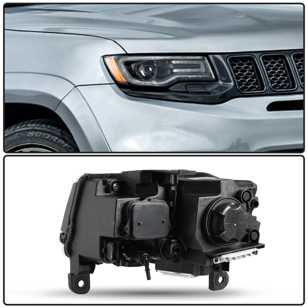 For 2014-2021 Jeep Grand Cherokee w/Bulbs&Ballast HID Black Headlight RH