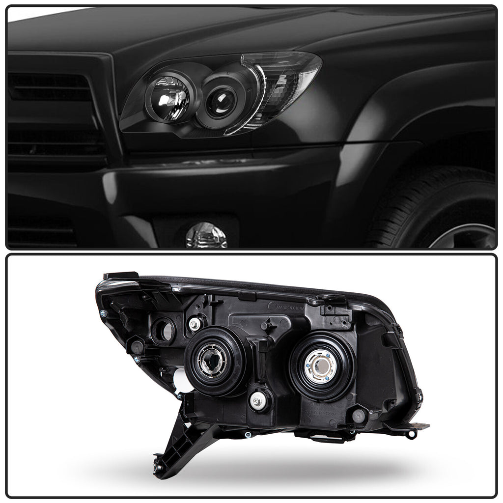 For 2006-2009 Toyota 4Runner Black Headlights Assembly Clear Corner Lamps L+R